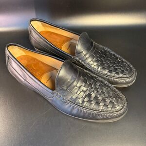 Johnston & Murphy Mens Woven Leather Loafers Dress Shoes Black Size‎ 11M